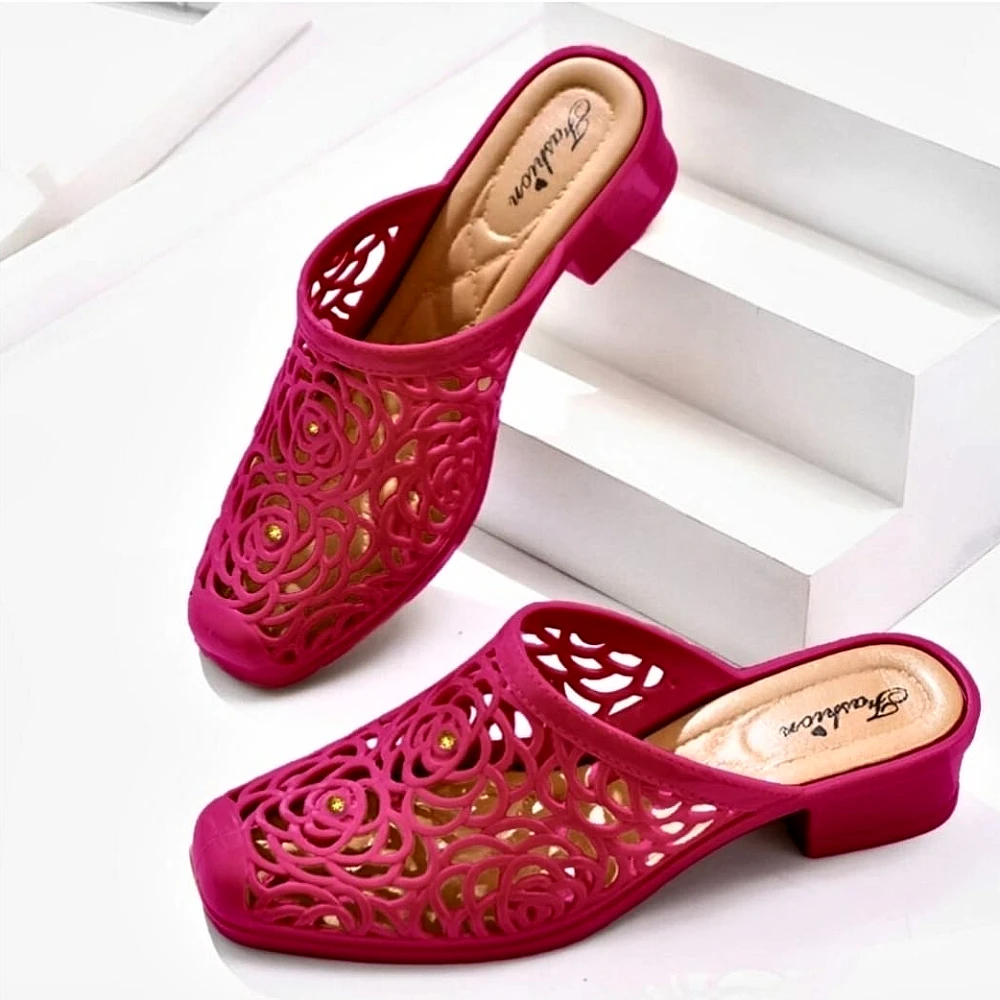 Rubber soft flower pattern heel shoes - Product Image